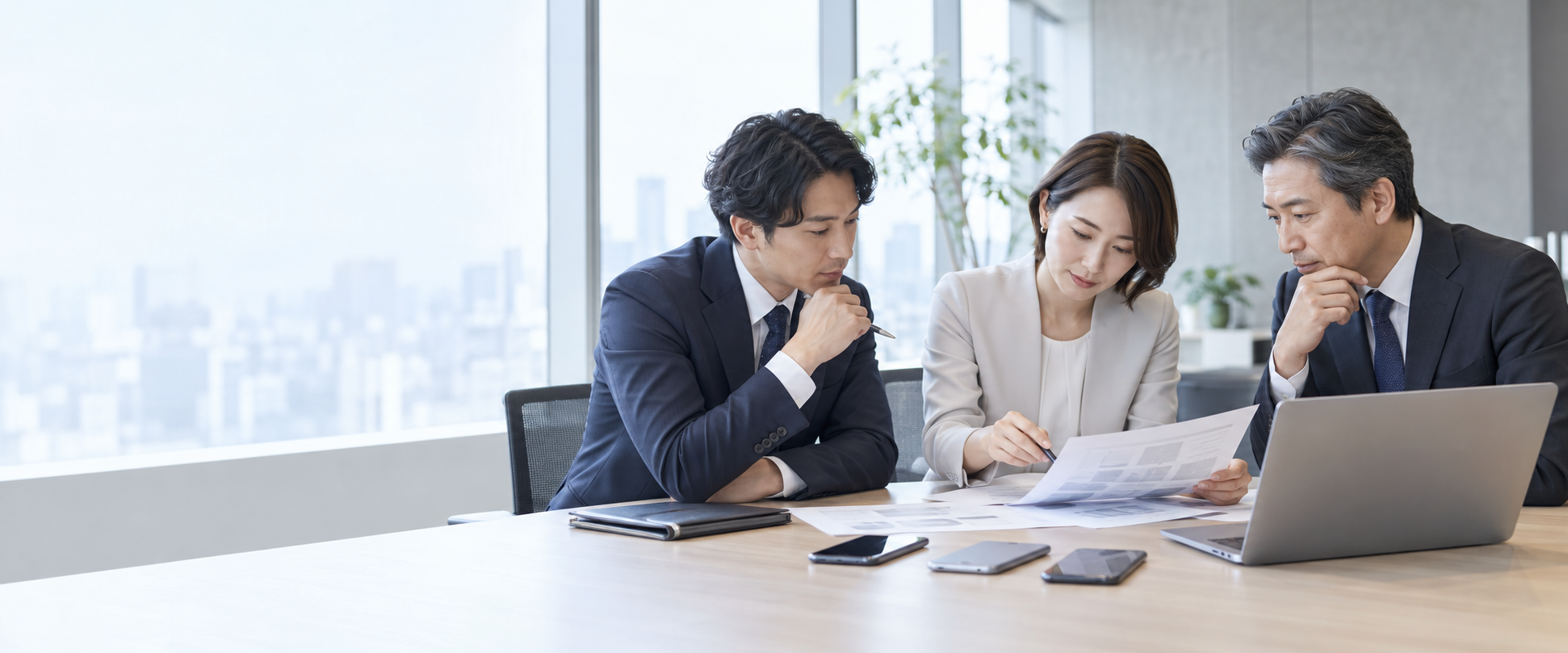 法人携帯の運用について検討する企業担当者